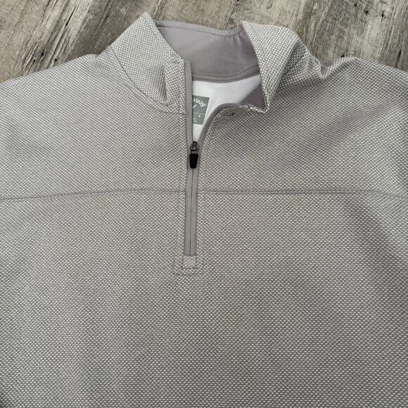 Callaway 1/4 Zip Pullover Mens Large Gray Taupe Dot Golf Fleece Side Pockets - Picture 1 of 7